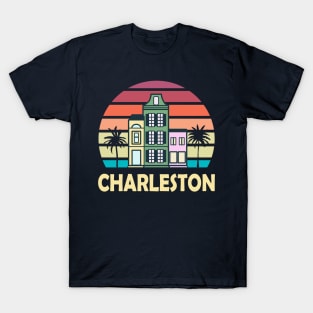 Charleston South Carolina Vintage Houses Palmetto Retro T-Shirt